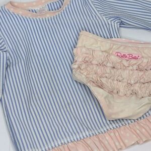 Ruffle Butts Polka Dot Stripe 2 Piece Bathing Suit 4T